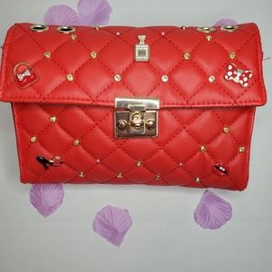 DIY Shein Quilted Twist lock Flap Square bag, Chain Strap Crossbody Bag-Red